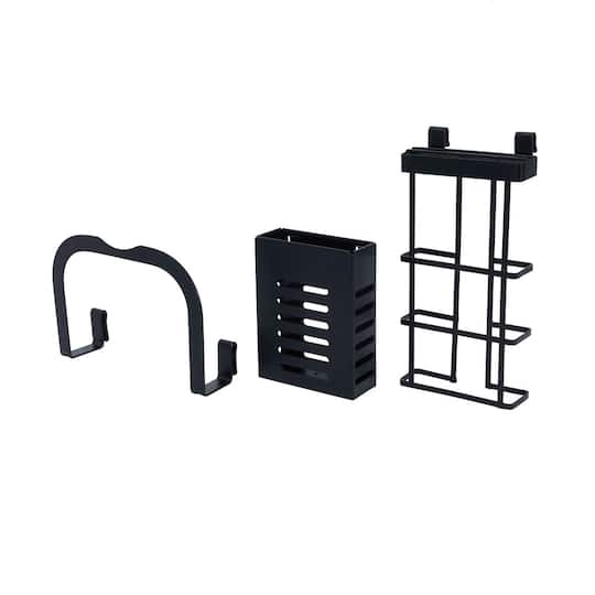 Household Essentials 12" Black Metal 2-Tier Countertop Caddy with Cutouts